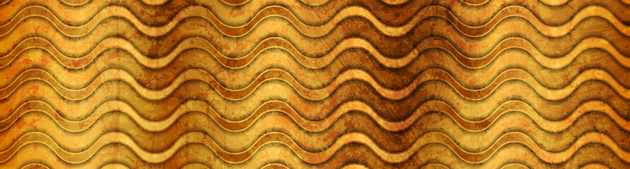 Golden and bronze luxury abstract waves grunge background. Geometric vector design