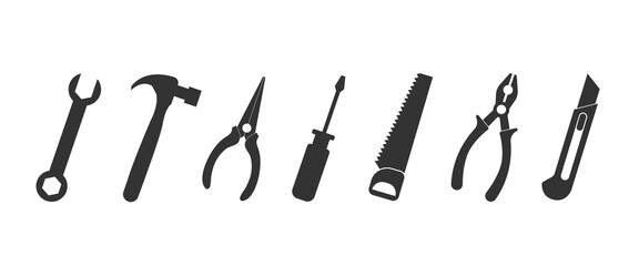 Tools icons set. Instruments signs collection. Vector illustration