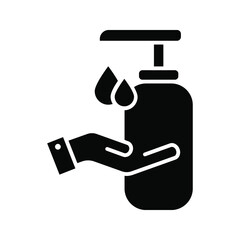 Washing hand with sanitizer liquid soap vector line icon. eps 10