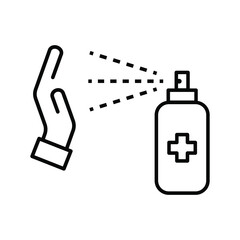 Washing hand with sanitizer liquid soap vector line icon. eps 10