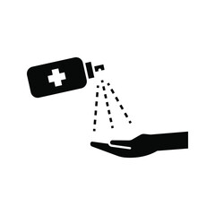 Washing hand with sanitizer liquid soap vector line icon. eps 10