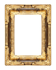 gold picture frame. Isolated on white background