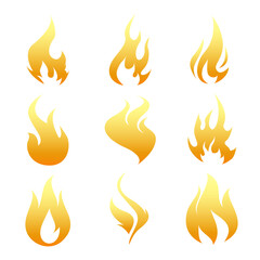 Fire set icons for design. concept flame, fire, icon, vector illustration in flat style