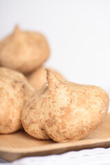 Jicama organic food for healthy eating on white background