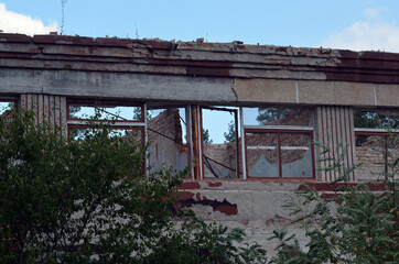 Ghost town in Eastern Europe.Former Soviet kids camp.Ukraine gets rid of the consequences of communism. Ruins. Kiev Region,Ukraine