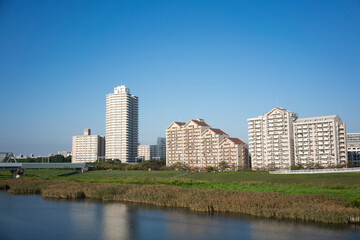 湾岸地域に建設された高層ビルとタワーマンション群 東京湾お台場豊洲晴海周辺 Wall Mural Hirota