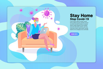 working at home, stop coronavirus concept.