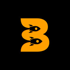 B Letter Rocket logo Design Template Inspiration, Vector.