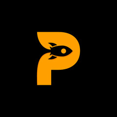 P Letter Rocket logo Design Template Inspiration, Vector. - obrazy, fototapety, plakaty