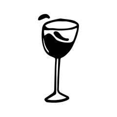 Hand drawn doodle wineglass of blood