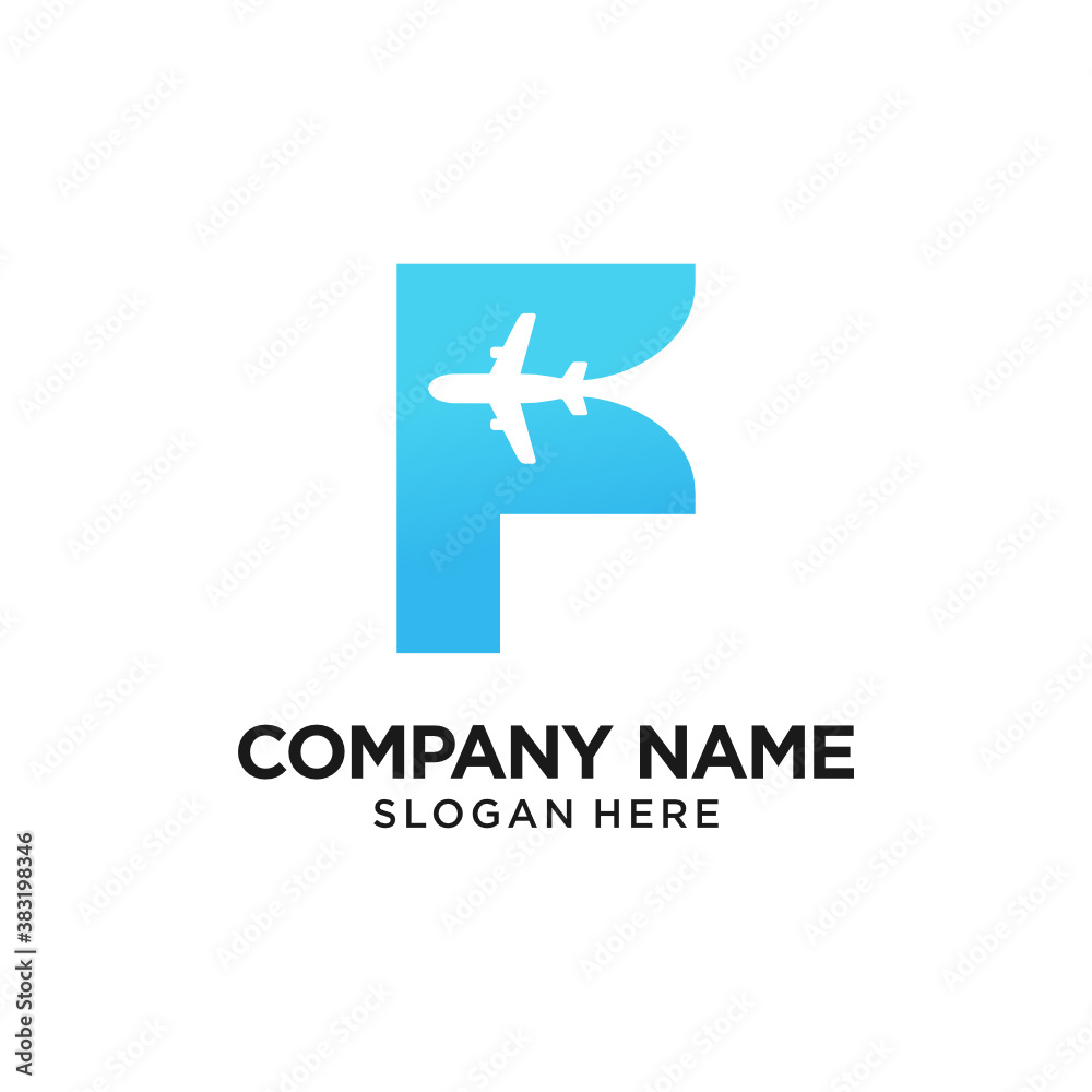 Sticker f letter plane logo design template inspiration, vector.