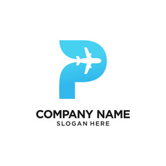 P Letter Plane logo Design Template Inspiration, Vector. - obrazy, fototapety, plakaty