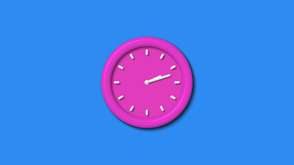 New pink color 3d wall clock icon on aqua background,3d wall clock