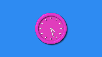 New pink color 3d wall clock icon on aqua background,3d wall clock