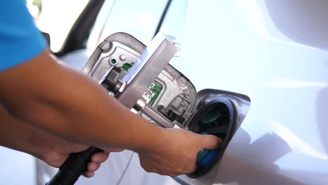 Fuel up the natural gas vehicle (NGV) at the station.