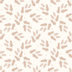 leaves pattern in beige colors.Scandinavian style
