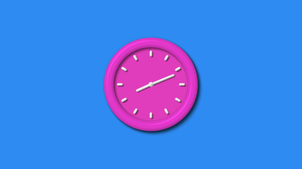 New pink color 3d wall clock isolated on aqua background,3d wall clock