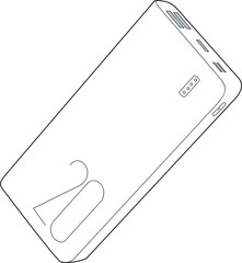 Professional Power Bank Battery Phone Vector / Line Drawing. Icon, Logo, Design, Element
