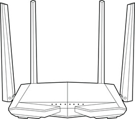 Professional Wifi Router internet Vector / Line Drawing. Icon, Logo, Design, Element