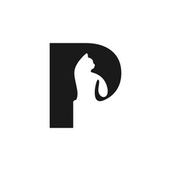 P Letter Cat Logo Design Template Inspiration, Vector.