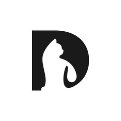 Obraz premium D Letter Cat Logo Design Template Inspiration, Vector.