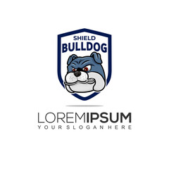Bulldog Shield Logo Design Template