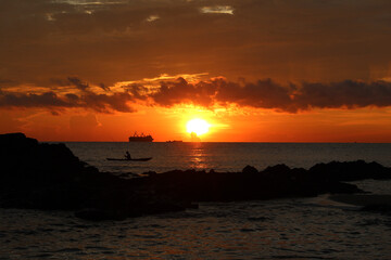
dawn is rising on the sea