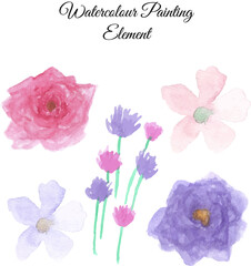 Watercolor Flowers Element