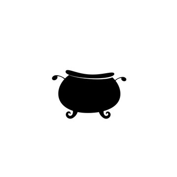 Witches cauldron with potion. caldron cooking pot. Cartoon vector illustration.