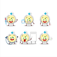Doctor profession emoticon with mashed potatoes cartoon character