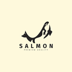 Salmon logo design. seafood logo design. vector illustration