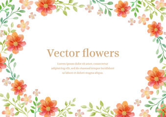 watercolor flower frame 秋の花 水彩フレーム