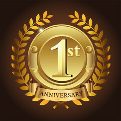 1st golden anniversary wreath ribbon logo.