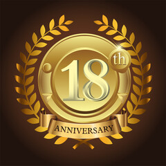 18th golden anniversary wreath ribbon logo