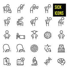 Sick icons stock illustration. Allergy, Allergy Medicine, Bacterium, Blowing, Cold And Flu