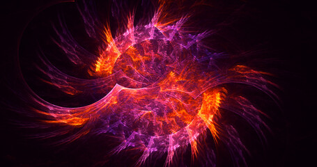 3D rendering abstract multicolor fractal light background