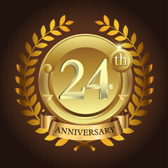 24th golden anniversary wreath ribbon logo