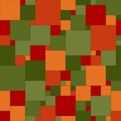 green, orange, maroon squares. vector seamless pattern. simple geometric shapes. repetitive background. fabric swatch. wrapping paper. modern stylish texture. design element for textile, home decor 