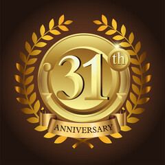 31st golden anniversary wreath ribbon logo