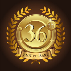 36th golden anniversary wreath ribbon logo