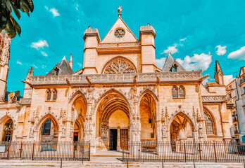 Saint-Germain l'Auxerrois Church  is situated near Louvre. It's construction in Roman, Gothic and Renaissance styles Paris. France.