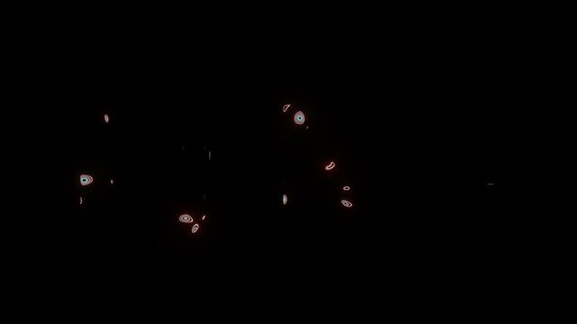 4K video animation of beautiful texture or pattern formation on the text I J K L, isolated on black background. 3d rendering abstract loop animation neon lighting effect on letter I J K L.