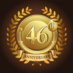 46th golden anniversary wreath ribbon logo