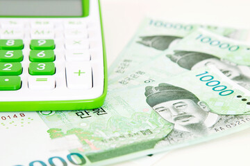 calculator and South Korean Won currency