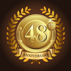48th golden anniversary wreath ribbon logo