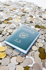 South Korean coins and passport