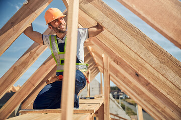 Close up of delighted man enjoying beautiful view