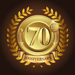 70th golden anniversary wreath ribbon logo