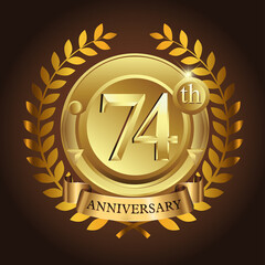 74th golden anniversary wreath ribbon logo