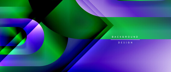 Vector geometric abstract background with lines and modern forms. Fluid gradient with abstract round shapes and shadow and light effects